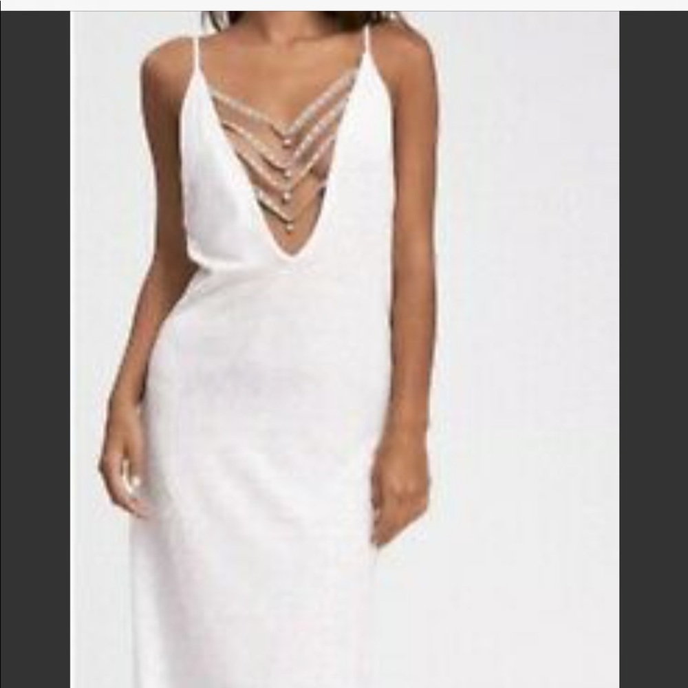 Pitusa White Deep V Evil Eye Maxi Dress Coverup🧿